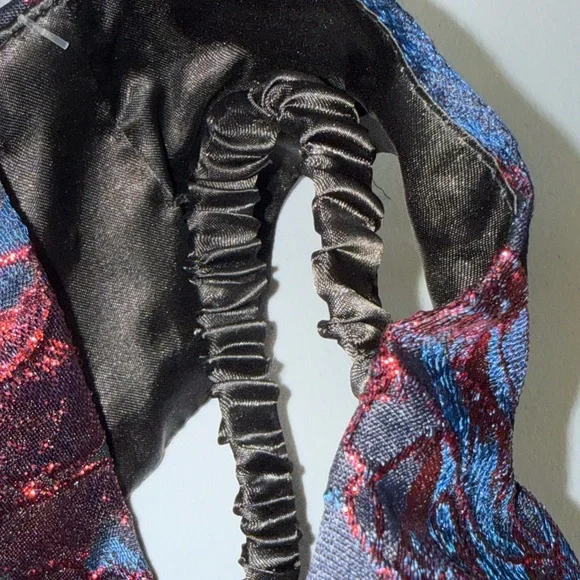 Alyce Paris Metallic Jacquard Fit & Flare Cocktail Dress Size 6 Blue & Red Prom - Picture 7 of 10